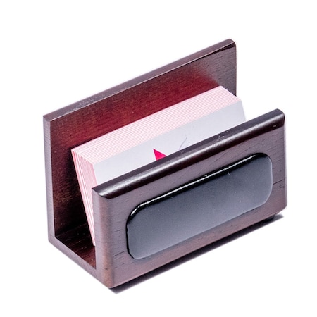 Dacasso Walnut & Leather Business Card Holder AG-8407